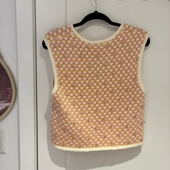 NWT Maje Pink Rhinsetone Knit Maelana Sleeveless Sweater Large - Picture 4 of 11